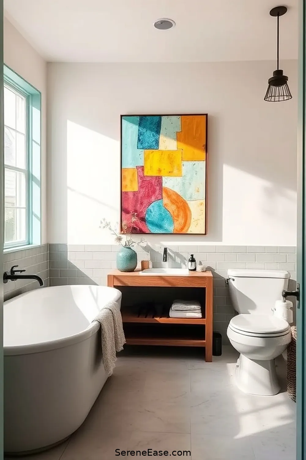 Embrace Bold and Bright Style in Your Modern Farmhouse Bathroom 12 Brightening up With Artwork for Embrace Bold and Bright Style in Your Modern Farmhouse Bathroom