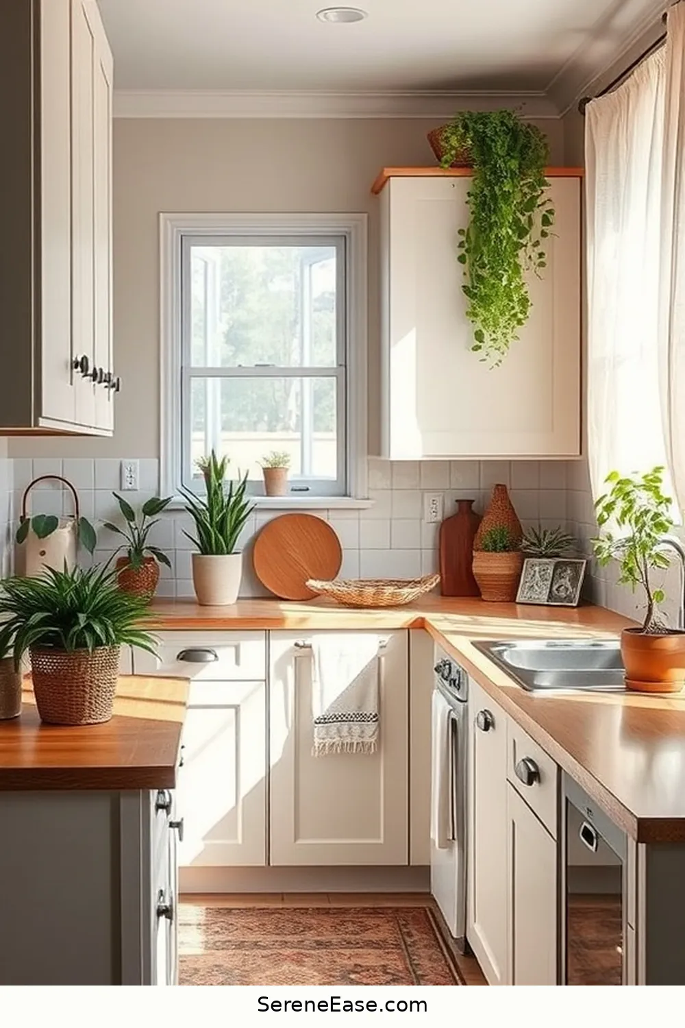 Embrace Neutral Tones in Your Bohemian Style Kitchen 13 Adding Greenery for a Lively Touch for Embrace Neutral Tones in Your Bohemian Style Kitchen