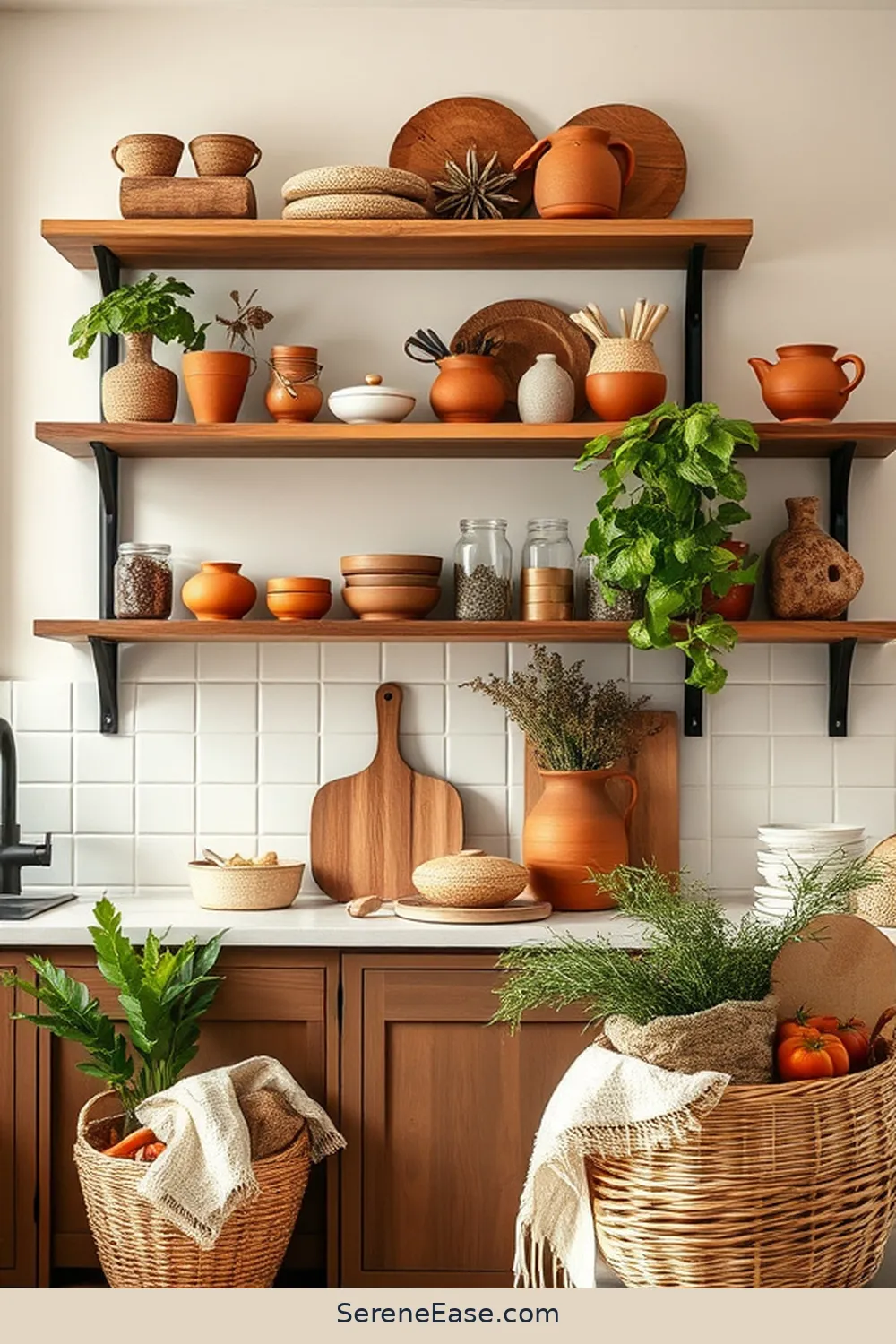 Embrace Neutral Tones in Your Bohemian Style Kitchen 11 Open Shelving for a Casual Look for Embrace Neutral Tones in Your Bohemian Style Kitchen