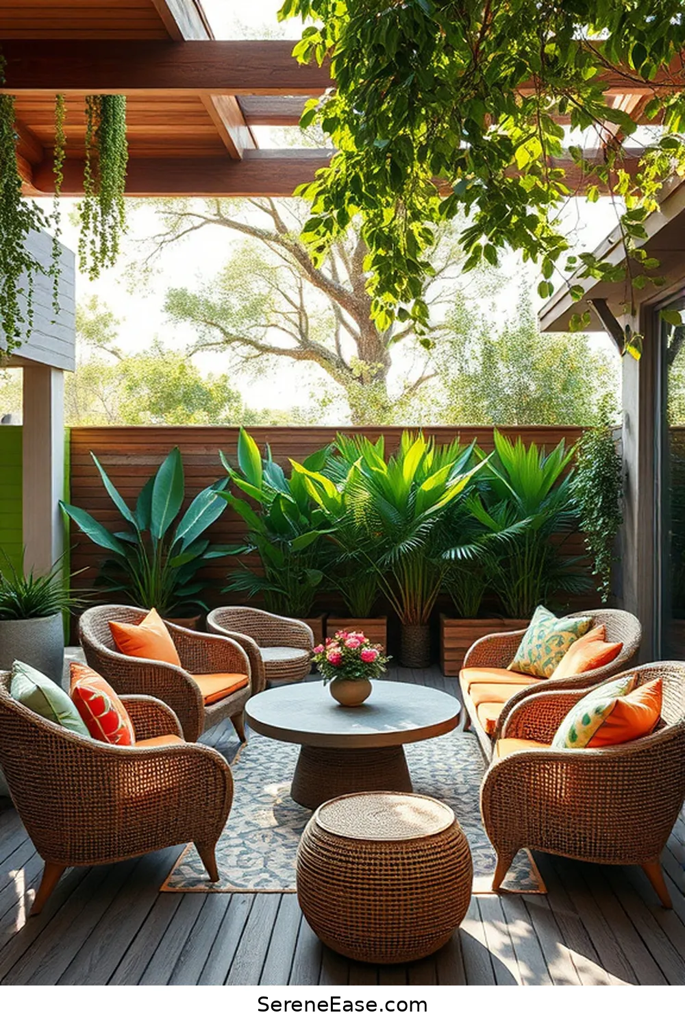 How to Achieve a Bold and Bright Mid-Century Modern Outdoor Patio Style? 4 Incorporating Organic Shapes and Materials for How to Achieve a Bold and Bright Mid-Century Modern Outdoor Patio Style?