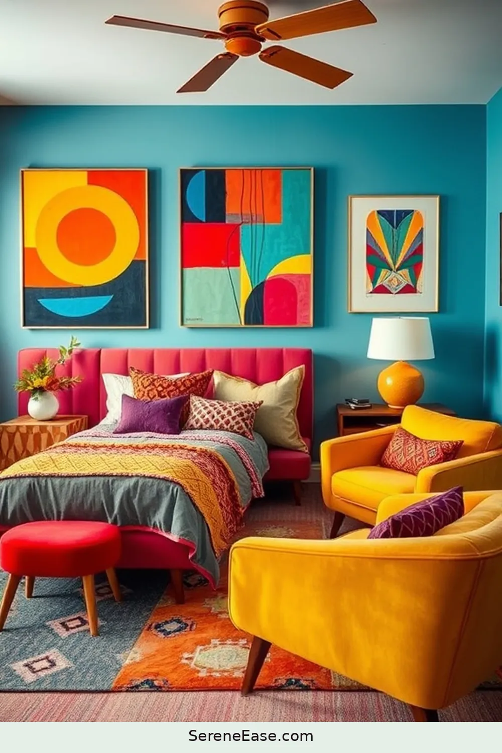 How to Achieve a Bold and Bright Mid-Century Modern Style in Your Bedroom 10 Personalize With Art and Decor for How to Achieve a Bold and Bright Mid-Century Modern Style in Your Bedroom