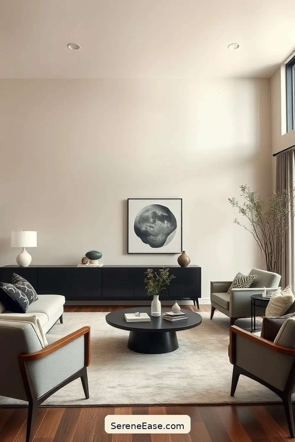 How to Achieve a Monochromatic Living Room in Mid-Century Modern Style 7 Balancing Light and Dark Tones for How to Achieve a Monochromatic Living Room in Mid-Century Modern Style