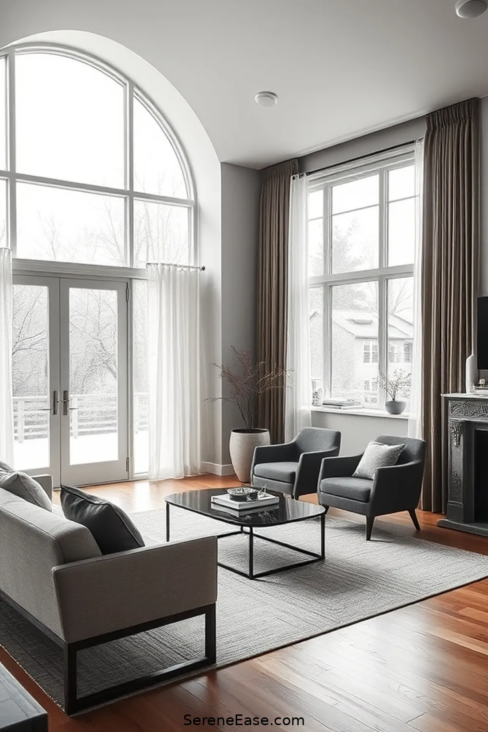 How to Achieve a Monochromatic Living Room in Mid-Century Modern Style 15 Maintaining Cohesion With Window Treatments for How to Achieve a Monochromatic Living Room in Mid-Century Modern Style