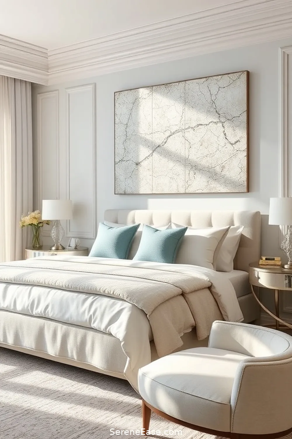 How to Add Metallic Accents to Your Coastal Style Bedroom 8 Creating a Focal Point With Metallic Art for How to Add Metallic Accents to Your Coastal Style Bedroom