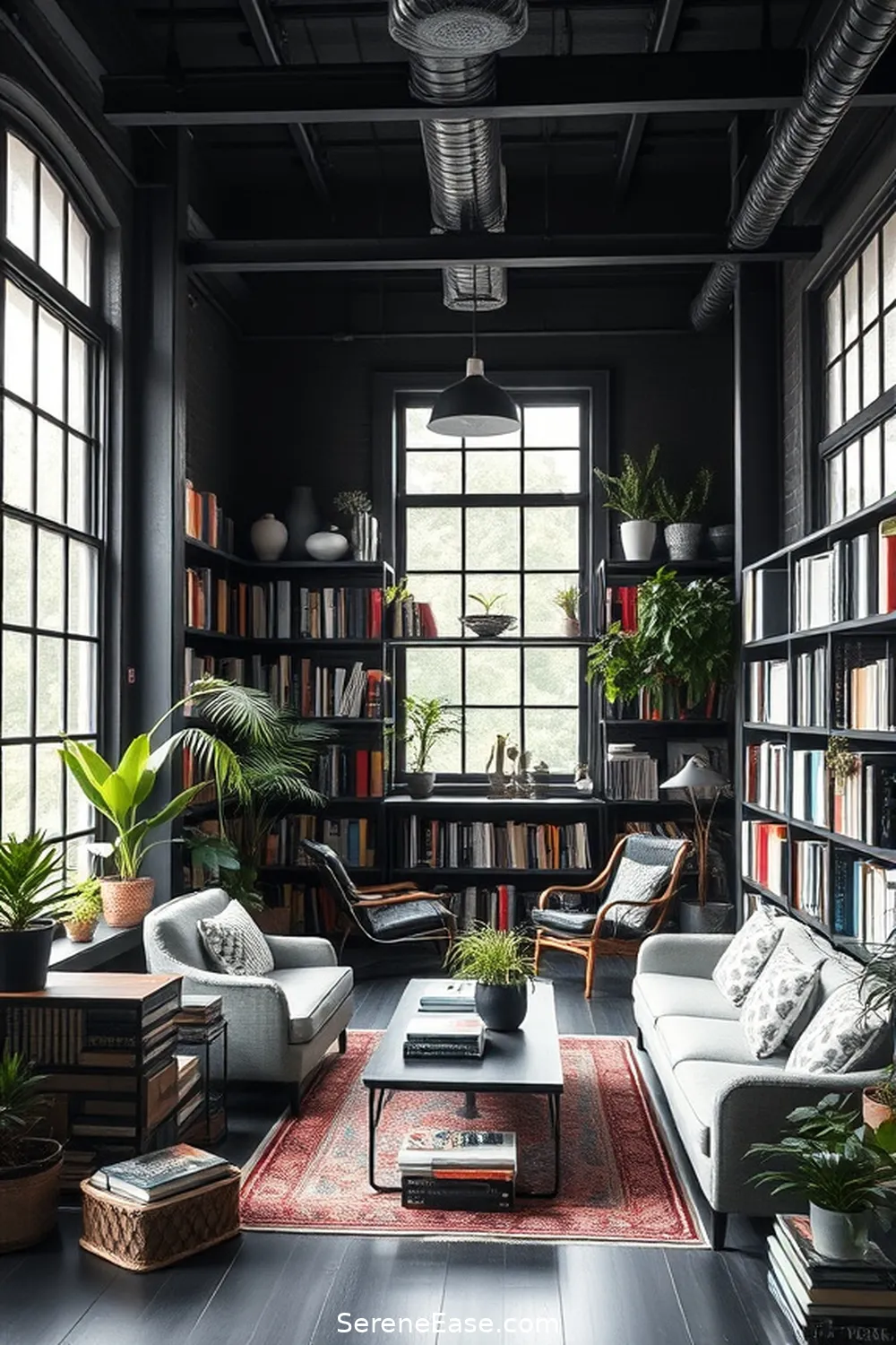 How to Create a Black and White Industrial Style Library 10 Adding Decorative Elements for How to Create a Black and White Industrial Style Library