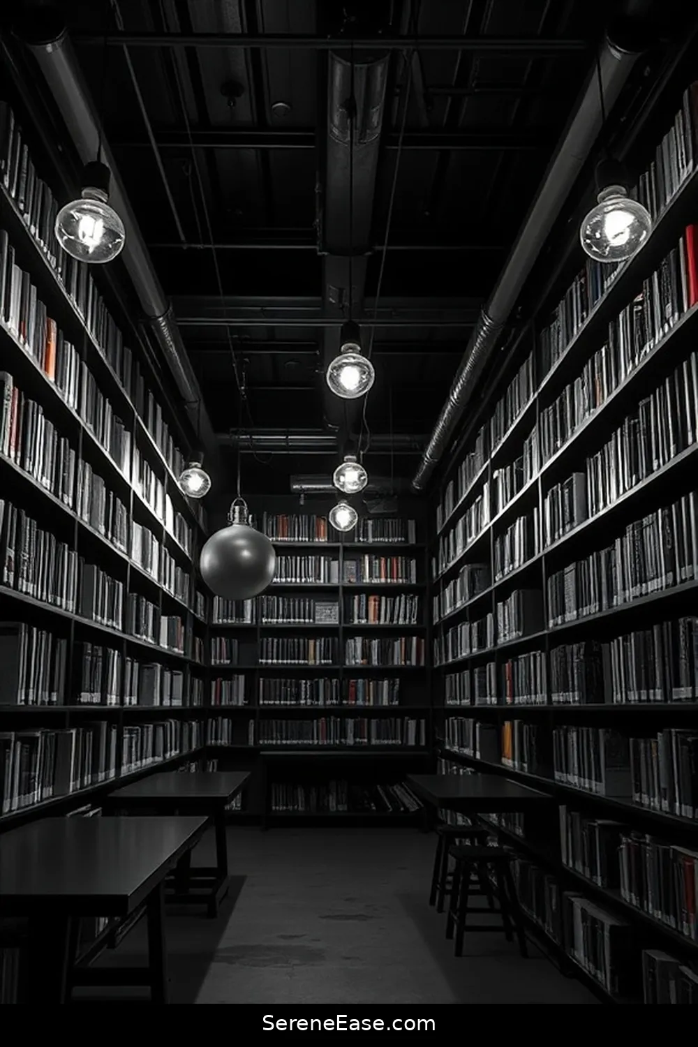 How to Create a Black and White Industrial Style Library 6 Lighting Options for an Industrial Look for How to Create a Black and White Industrial Style Library