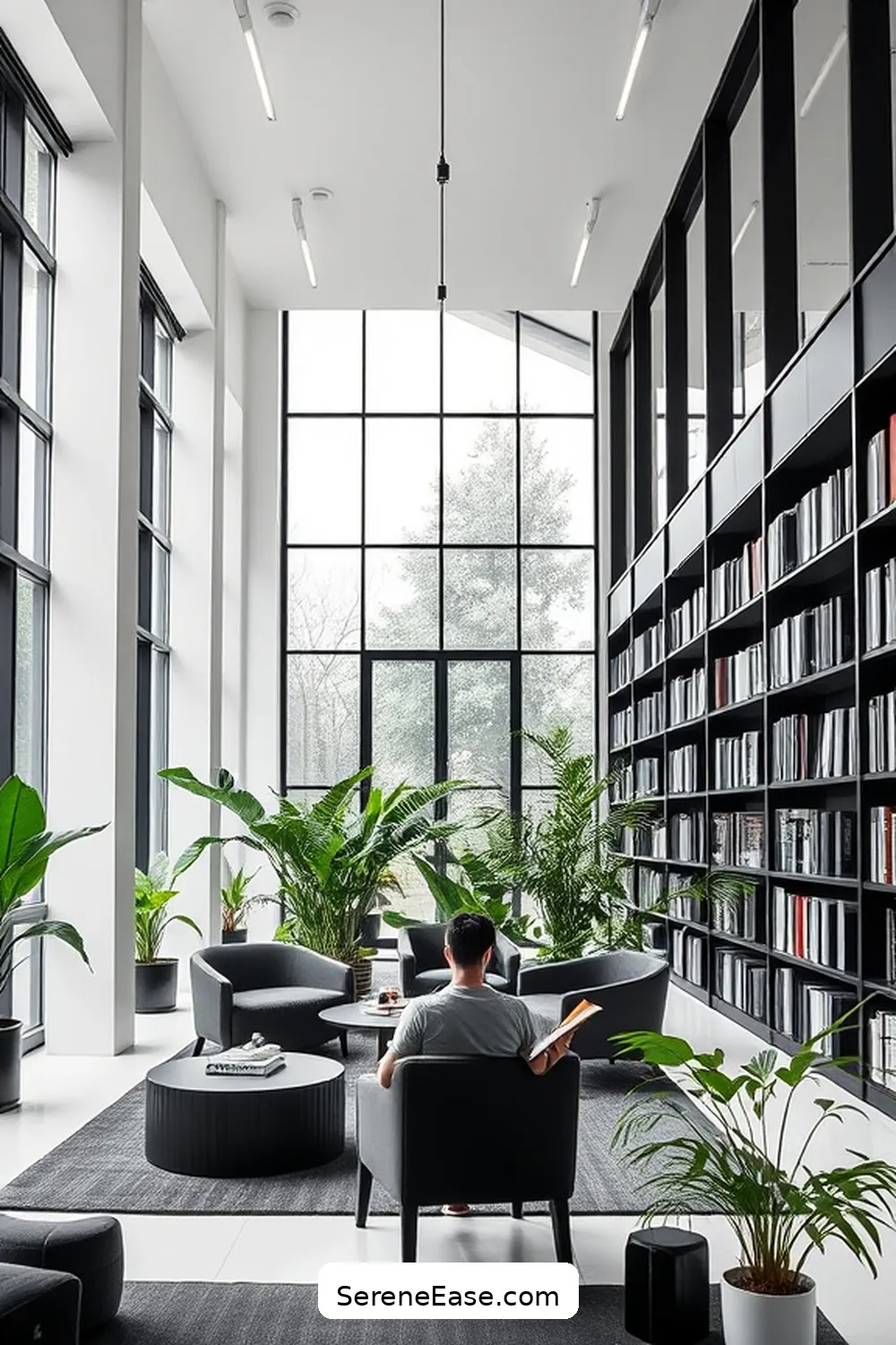 How to Create a Black and White Industrial Style Library 14 Maintaining a Minimalist Approach for How to Create a Black and White Industrial Style Library