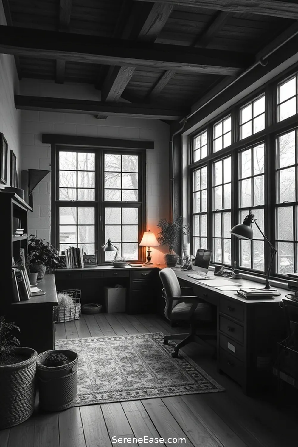 How to Create a Black and White Rustic Style Home Office 9 Optimize Lighting Options for How to Create a Black and White Rustic Style Home Office