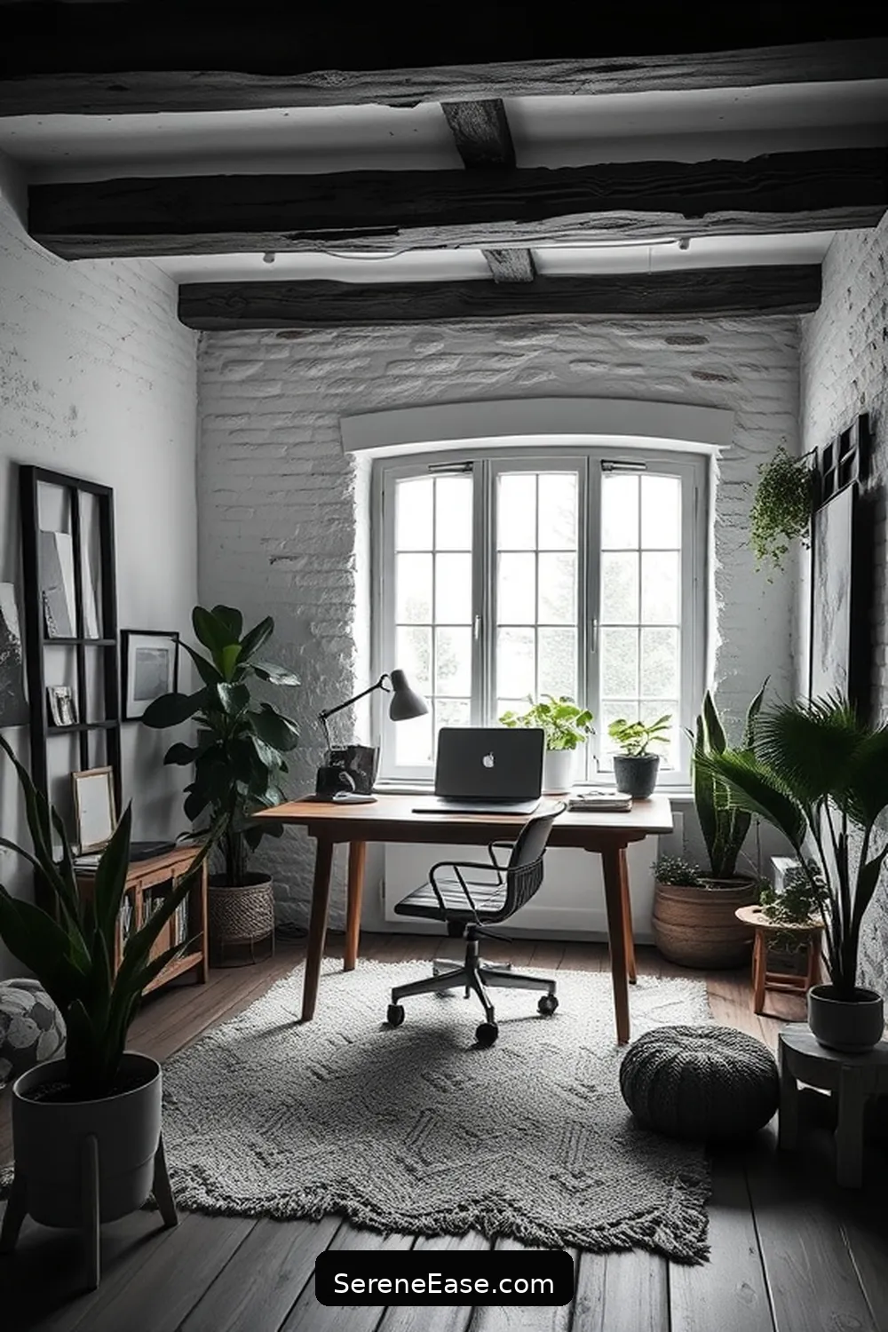 How to Create a Black and White Rustic Style Home Office 5 Use Natural Materials for How to Create a Black and White Rustic Style Home Office