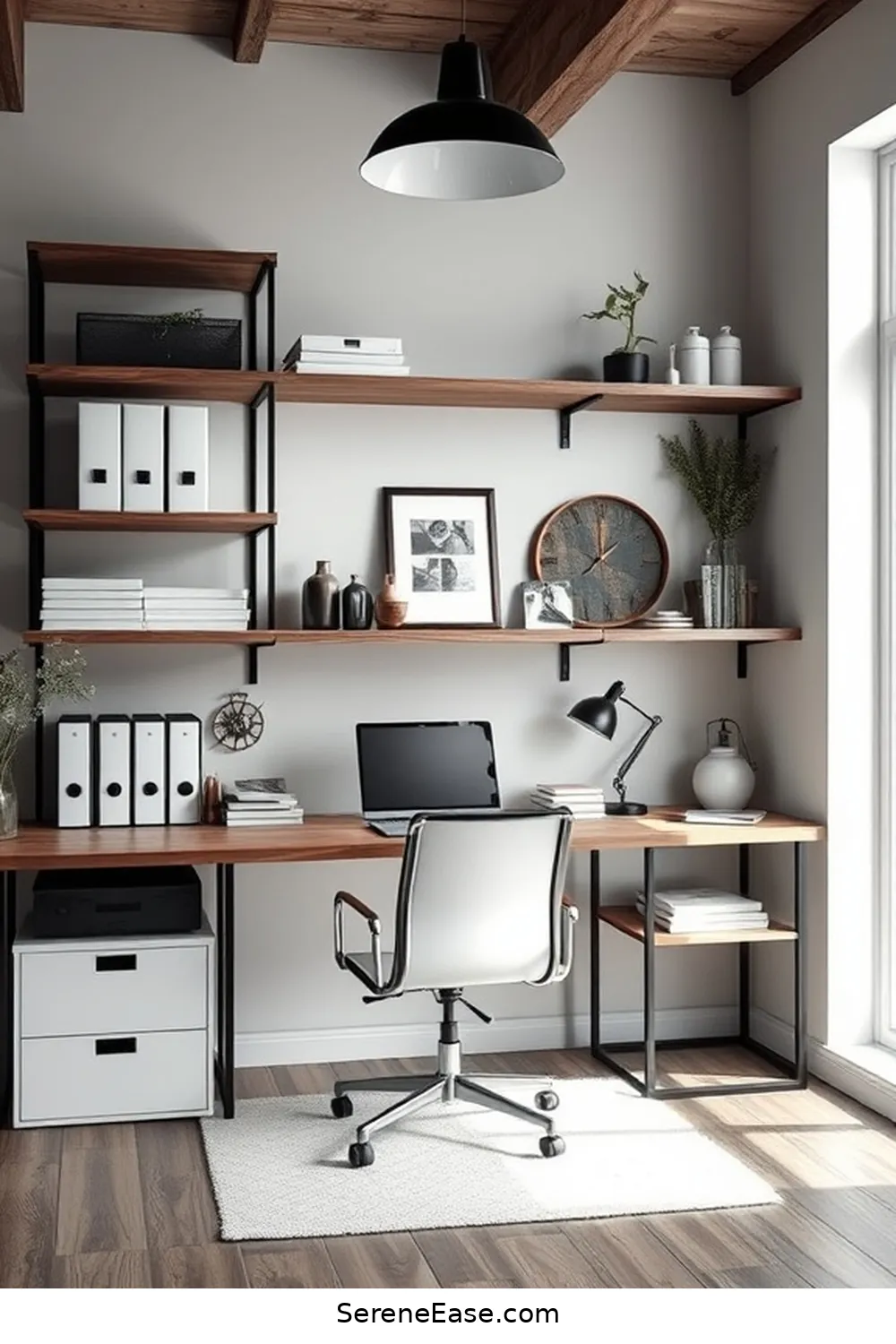 How to Create a Black and White Rustic Style Home Office 12 Utilize Smart Storage Solutions for How to Create a Black and White Rustic Style Home Office
