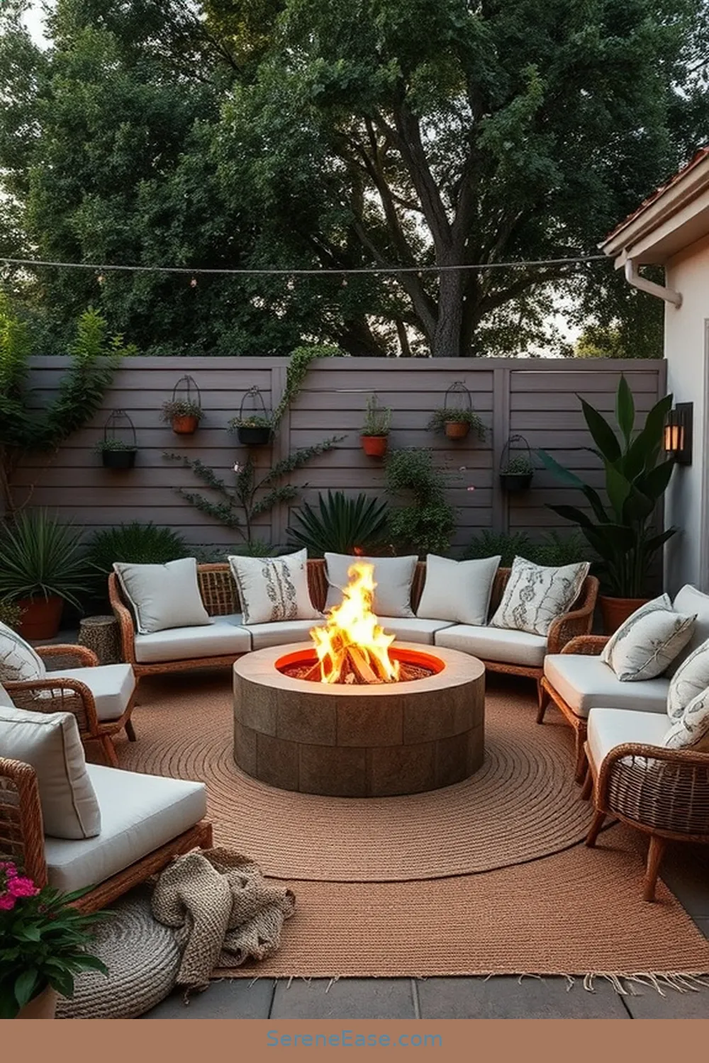 Incorporating a Fire Feature for How to Create a Bohemian Outdoor Patio With Neutral Tones