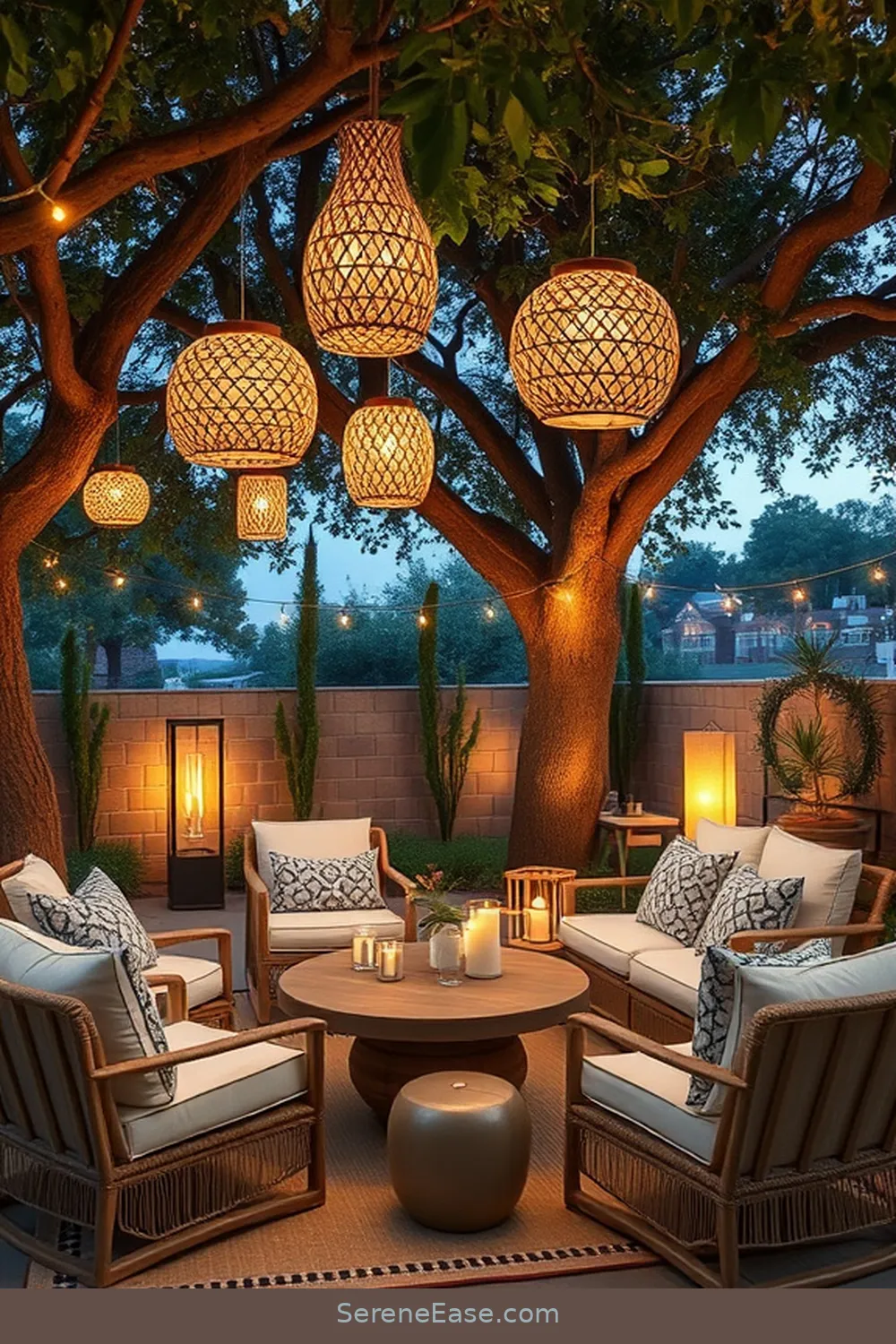 Integrating Outdoor Lighting for How to Create a Bohemian Outdoor Patio With Neutral Tones