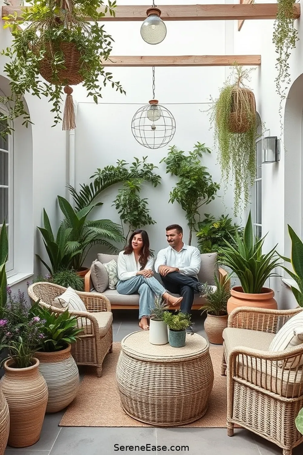 Utilizing Potted Plants and Greenery for How to Create a Bohemian Outdoor Patio With Neutral Tones