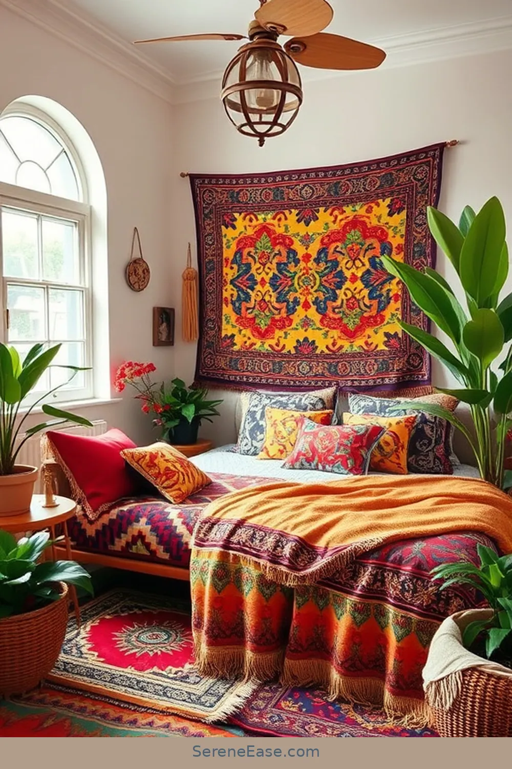 How to Create a Bold Bright Bohemian Bedroom Style 3 Layering Patterns for Visual Interest for How to Create a Bold Bright Bohemian Bedroom Style