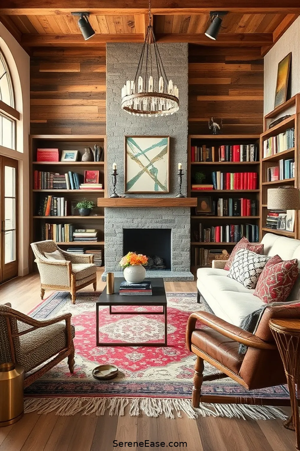 How to Create a Bold and Bright Library in Modern Farmhouse Style 5 Layering Textures for Visual Interest for How to Create a Bold and Bright Library in Modern Farmhouse Style