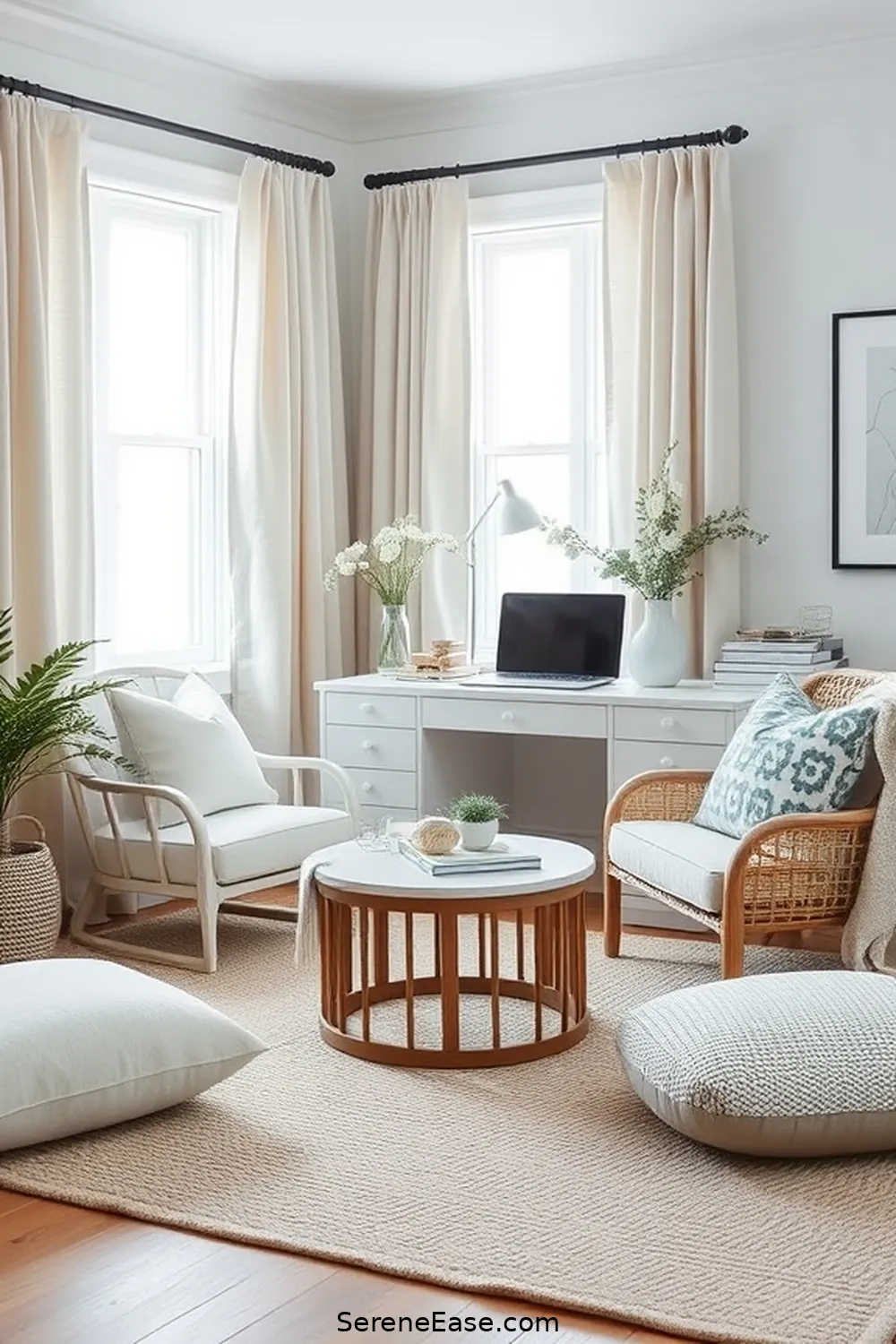 How to Create a Monochromatic Coastal Style Home Office 5 Adding Textiles and Soft Furnishings for How to Create a Monochromatic Coastal Style Home Office