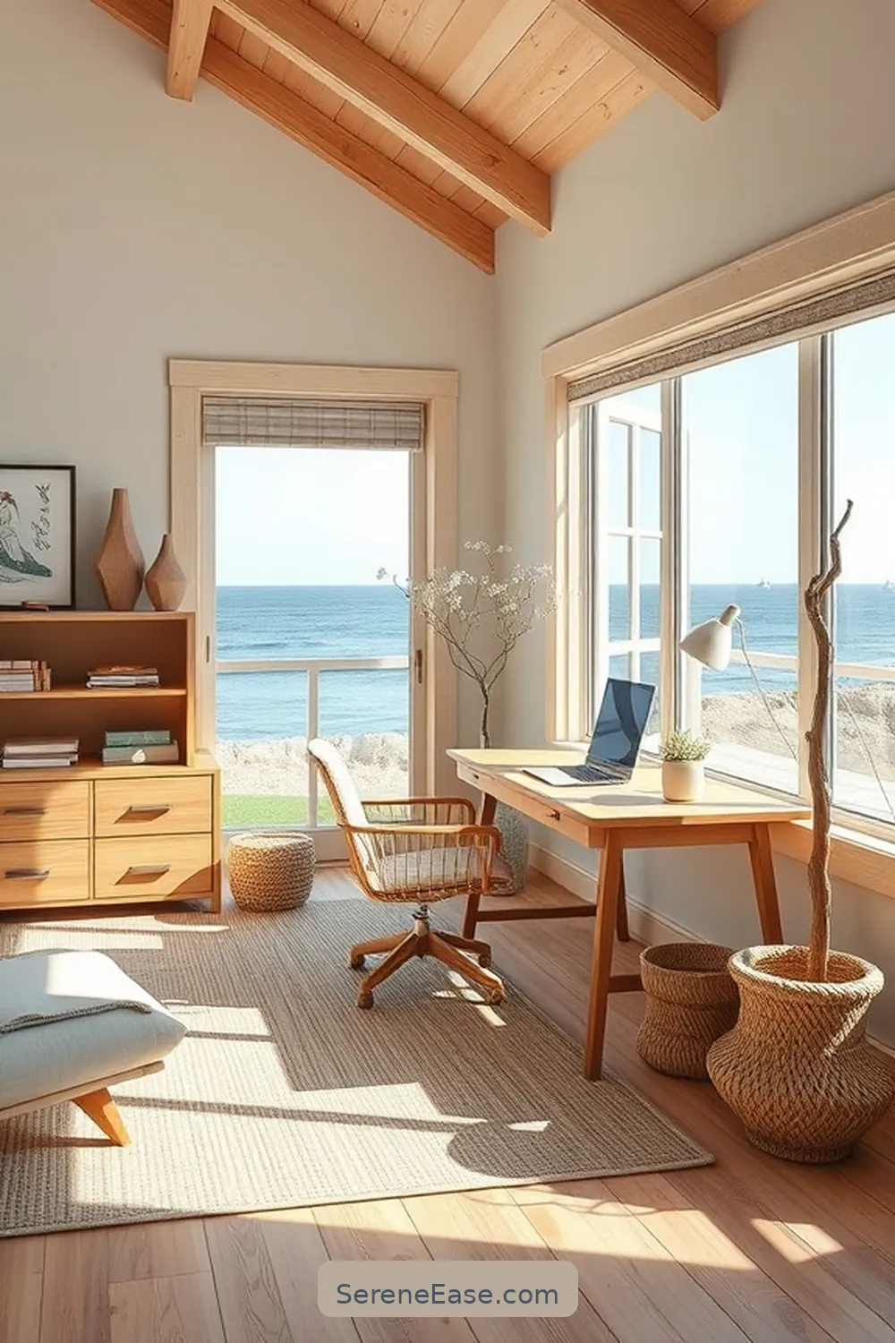 How to Create a Monochromatic Coastal Style Home Office 4 Incorporating Natural Materials for How to Create a Monochromatic Coastal Style Home Office