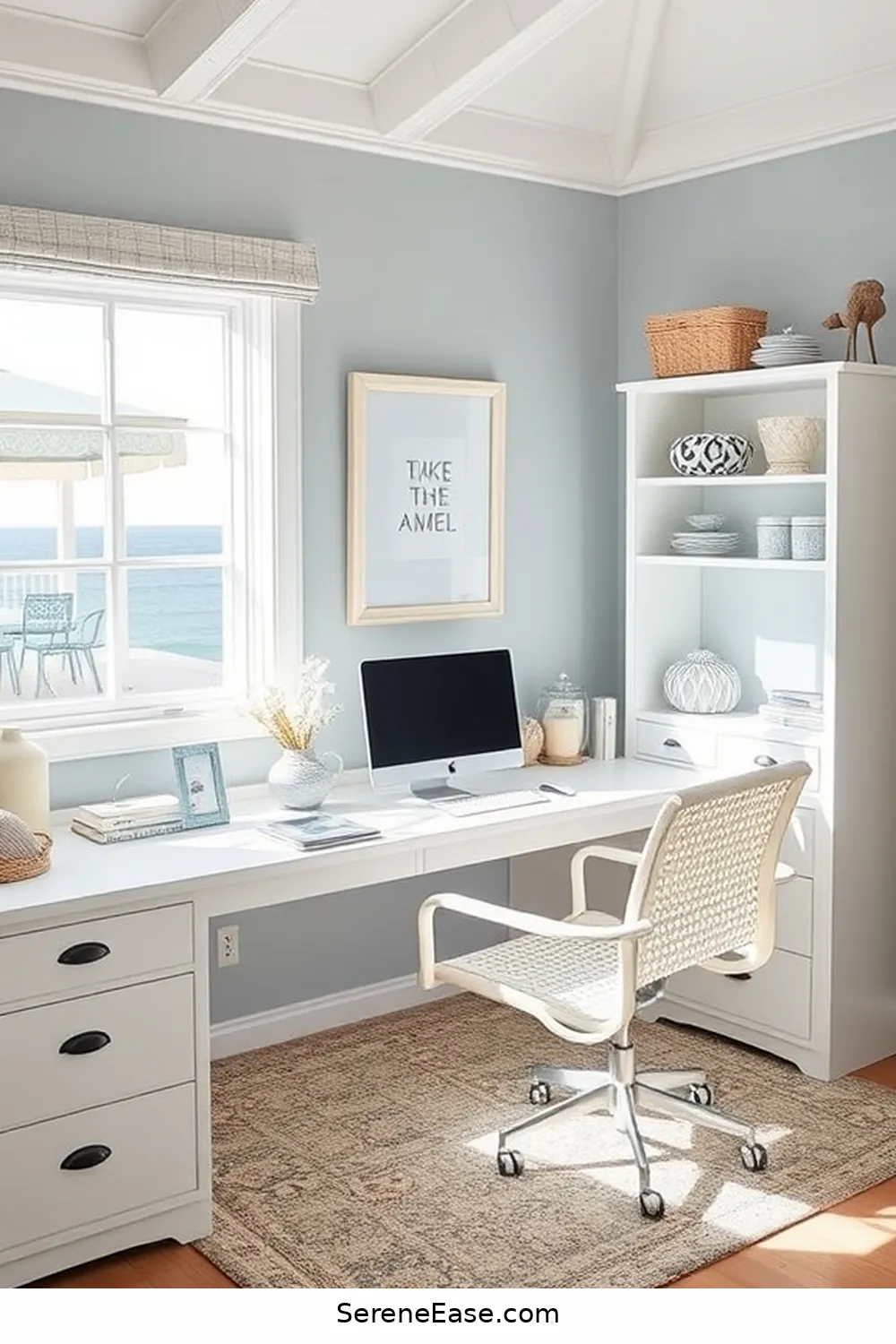 How to Create a Monochromatic Coastal Style Home Office 8 Organizing With Coastal-Themed Accessories for How to Create a Monochromatic Coastal Style Home Office