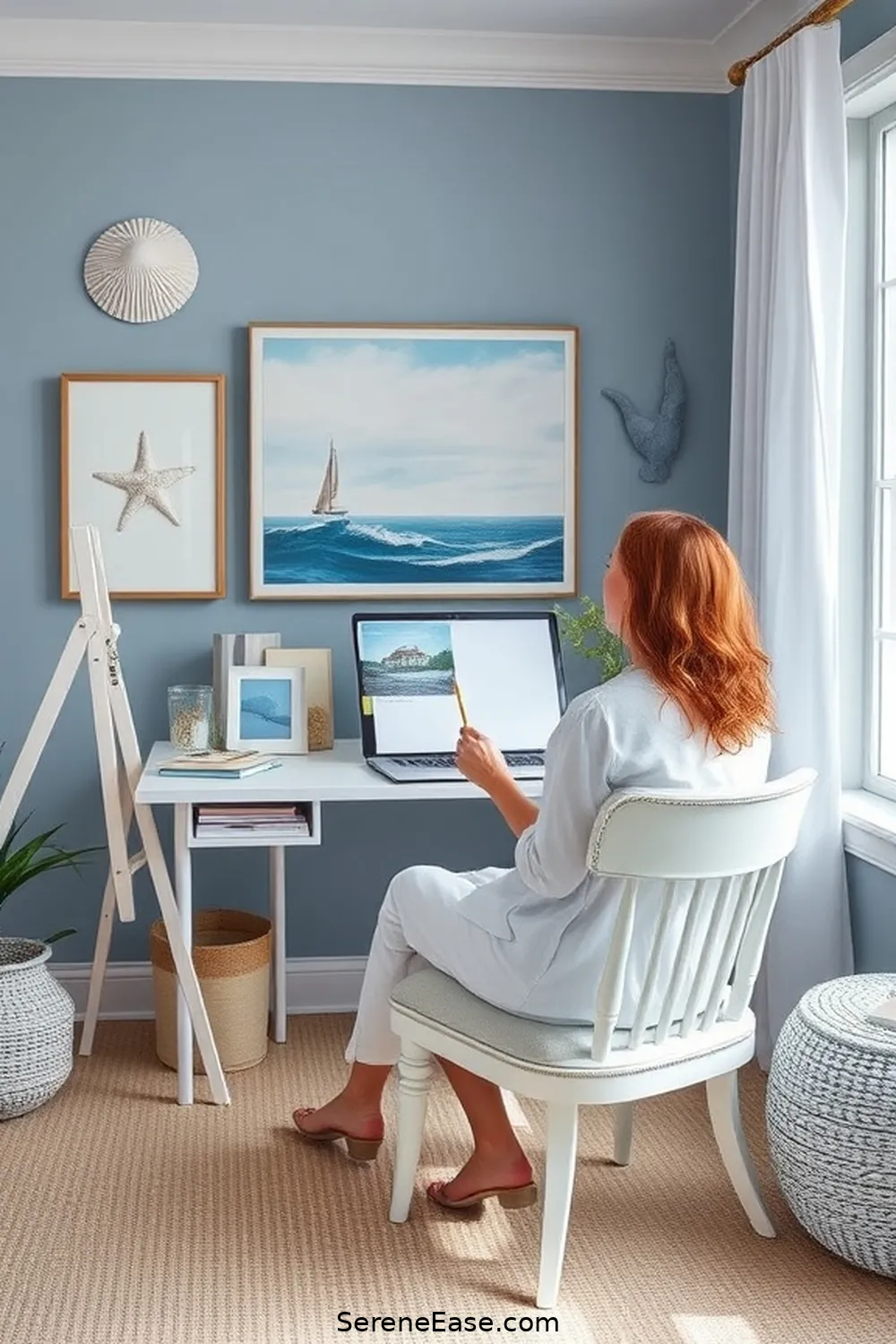 How to Create a Monochromatic Coastal Style Home Office 10 Personalizing With Art and Decor for How to Create a Monochromatic Coastal Style Home Office