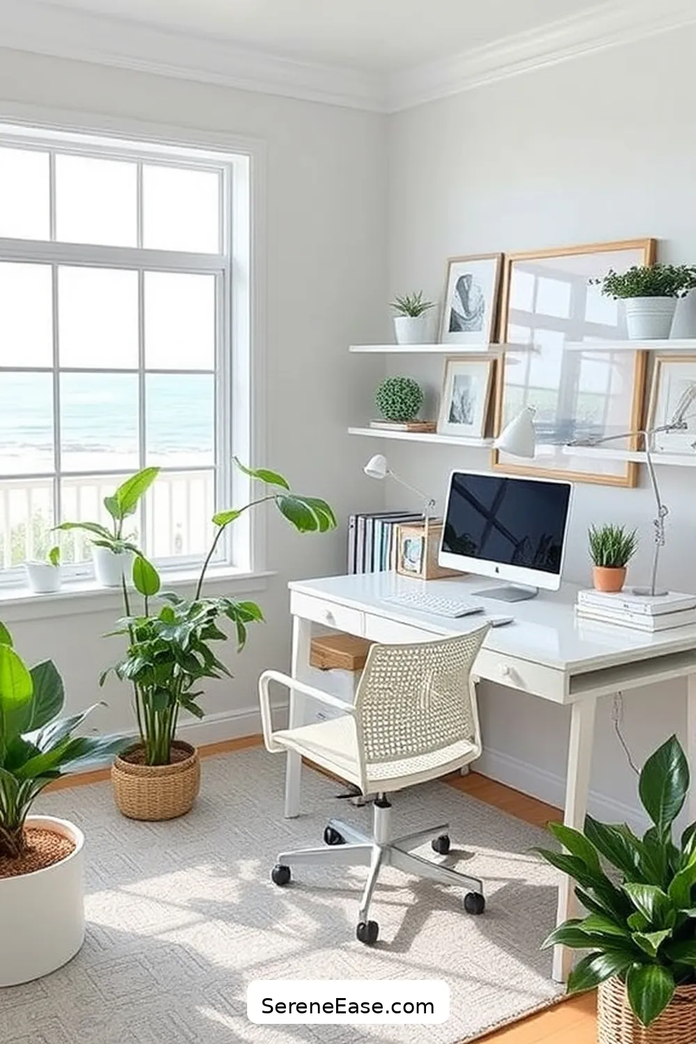 How to Create a Monochromatic Coastal Style Home Office 14 Tips for Staying Inspired and Productive for How to Create a Monochromatic Coastal Style Home Office