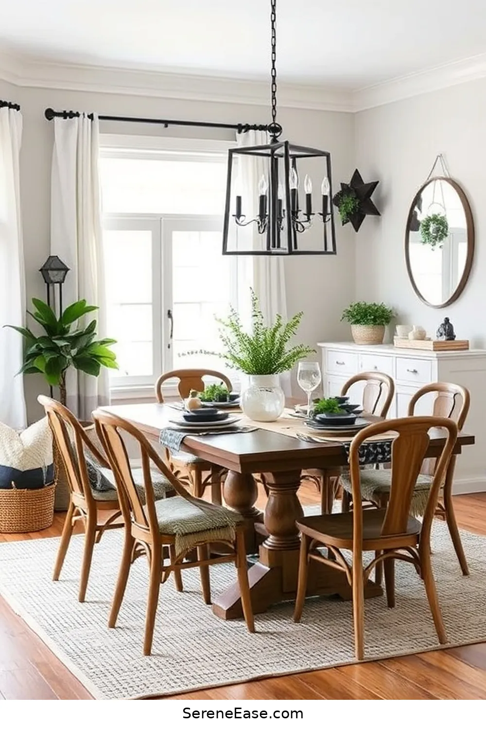 How to Create a Stunning Black and White Dining Room in Modern Farmhouse Style 10 Integrate Natural Elements for How to Create a Stunning Black and White Dining Room in Modern Farmhouse Style