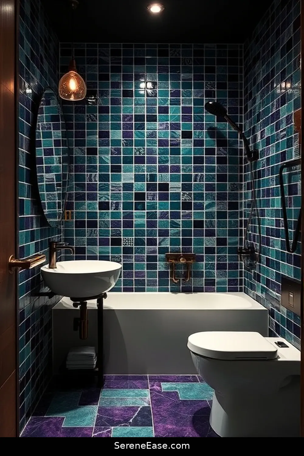 How to Incorporate Jewel Tones in Your Industrial Style Bathroom 7 Artistic Tile Designs Featuring Jewel Tones for How to Incorporate Jewel Tones in Your Industrial Style Bathroom