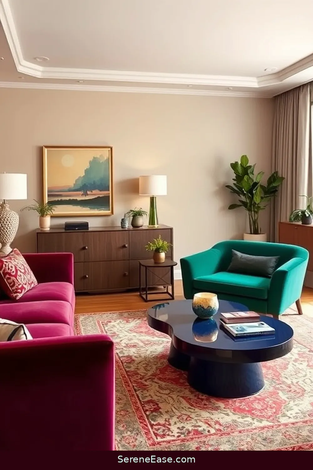 How to Incorporate Jewel Tones in Your Mid Century Modern Living Room Style 4 Statement Furniture Pieces for How to Incorporate Jewel Tones in Your Mid Century Modern Living Room Style
