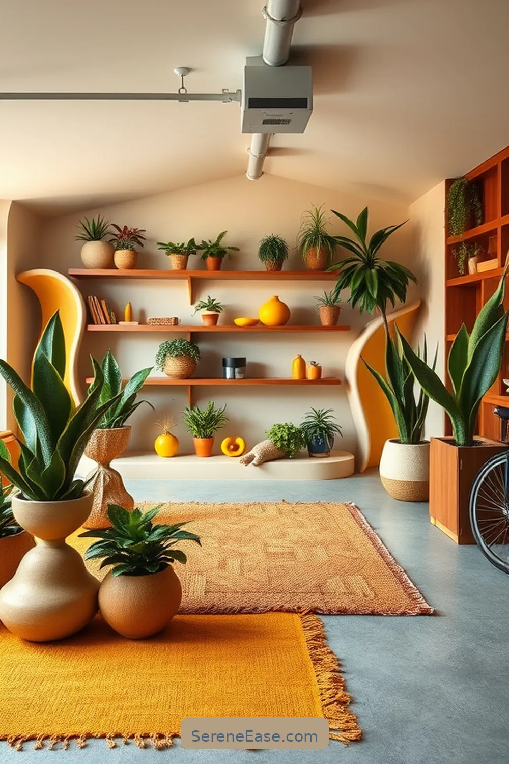 How to Infuse Bold and Bright Mid-Century Modern Style Into a Garage Space 7 Adding Organic Shapes and Textures for How to Infuse Bold and Bright Mid-Century Modern Style Into a Garage Space