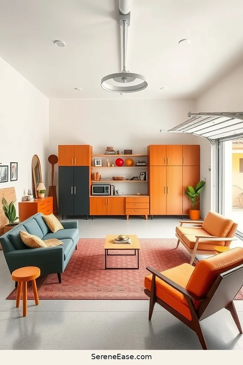 How to Infuse Bold and Bright Mid-Century Modern Style Into a Garage Space 8 Utilizing Open Space and Minimalism for How to Infuse Bold and Bright Mid-Century Modern Style Into a Garage Space