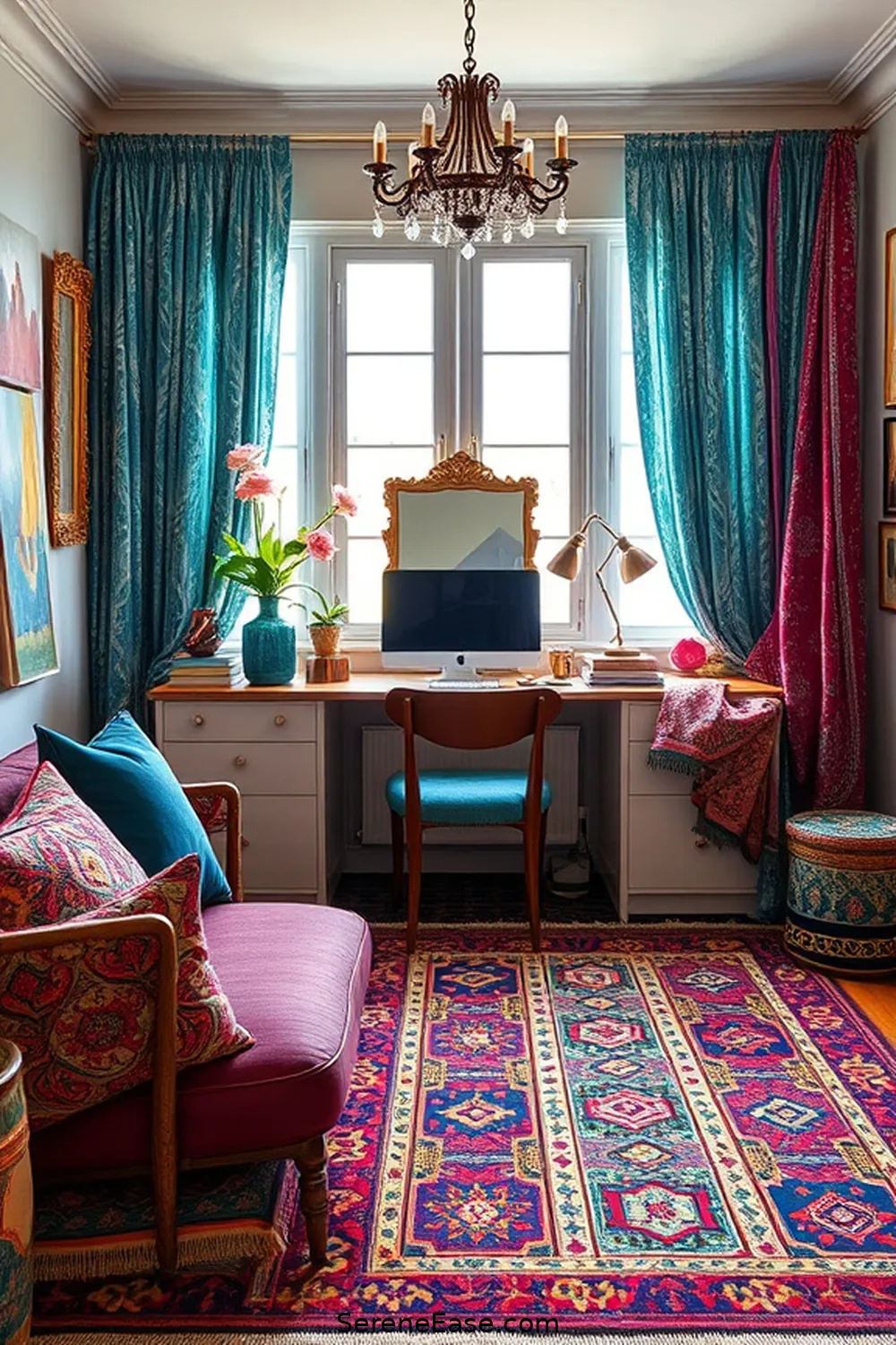 How to Style Your Home Office With Jewel Tones and Bohemian Flair 3 Incorporating Bohemian Patterns and Textiles for How to Style Your Home Office With Jewel Tones and Bohemian Flair
