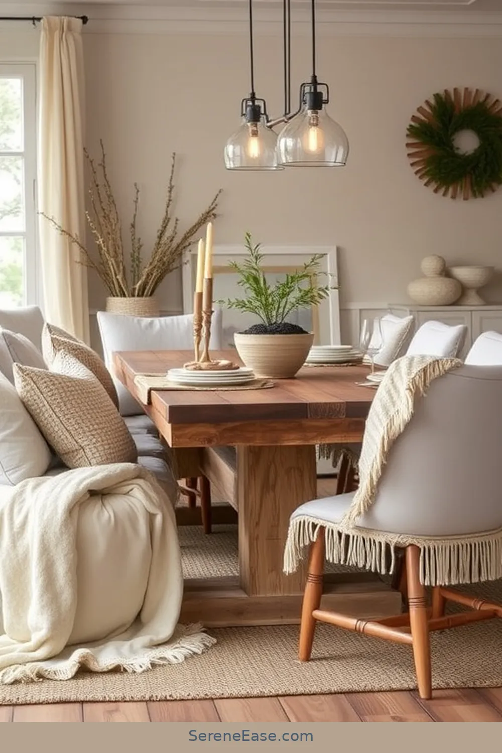 Layering Textiles for Comfort for How to Transform Your Dining Room With Neutral Tones in Modern Farmhouse Style