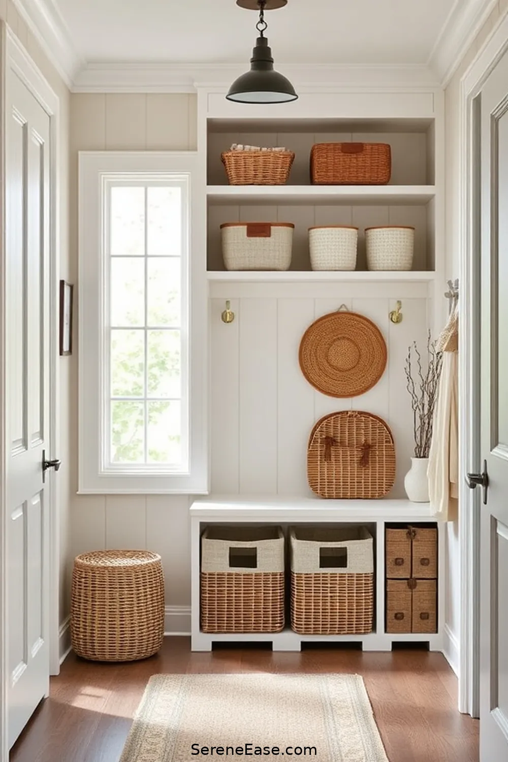 Functional and Stylish Storage Solutions for How to Transform Your Hallway With Neutral Tones in Modern Farmhouse Style