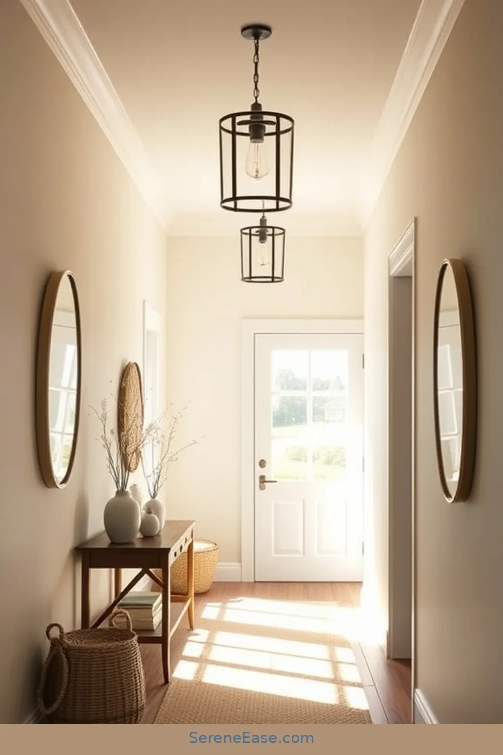 Lighting to Enhance Ambiance for How to Transform Your Hallway With Neutral Tones in Modern Farmhouse Style