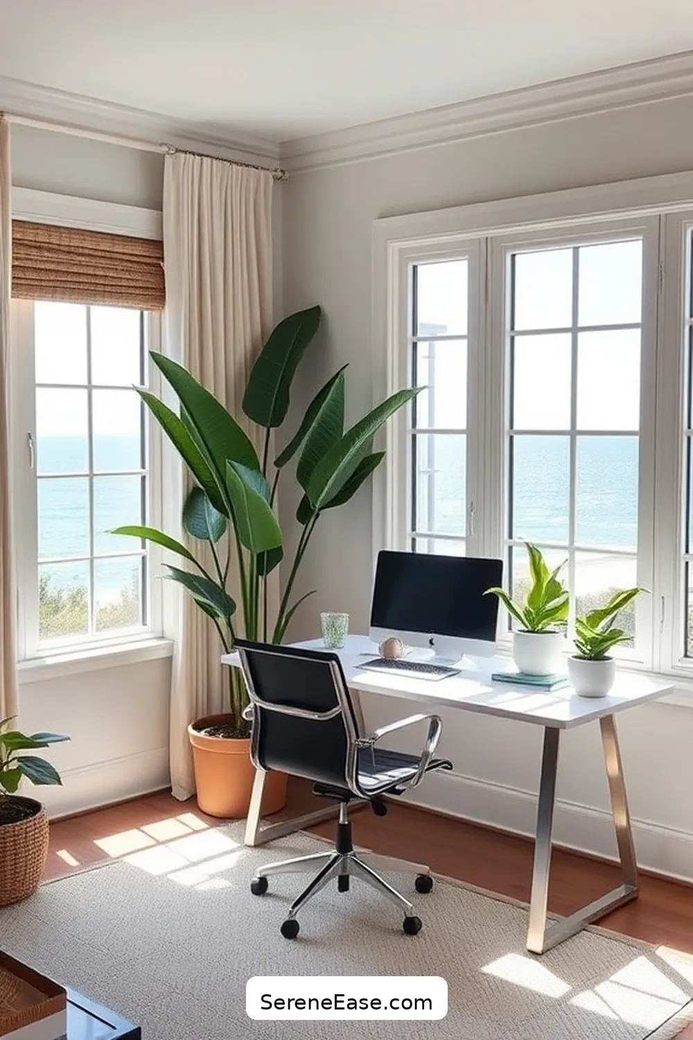 Incorporate Neutral Tones in a Coastal Home Office 8 Utilizing Plants for a Fresh Touch for Incorporate Neutral Tones in a Coastal Home Office