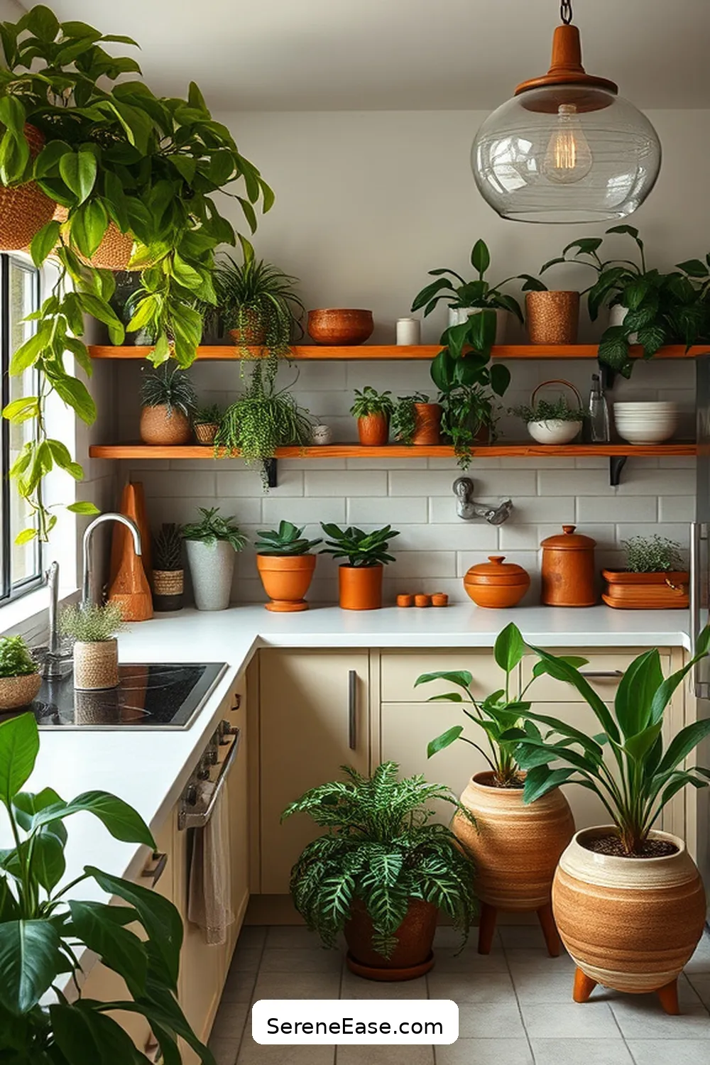 Incorporating Earth Tones in Your Mid-Century Modern Kitchen 10 Integrating Natural Elements Through Plants for Incorporating Earth Tones in Your Mid-Century Modern Kitchen