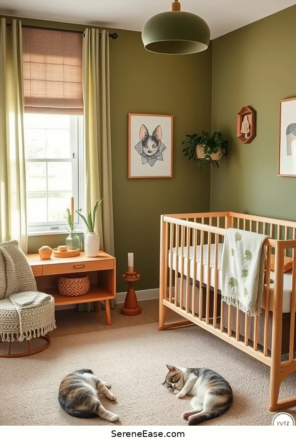 Incorporating Earth Tones in a Mid-Century Modern Nursery Style 6 Using Olive Green for a Calming Effect for Incorporating Earth Tones in a Mid-Century Modern Nursery Style