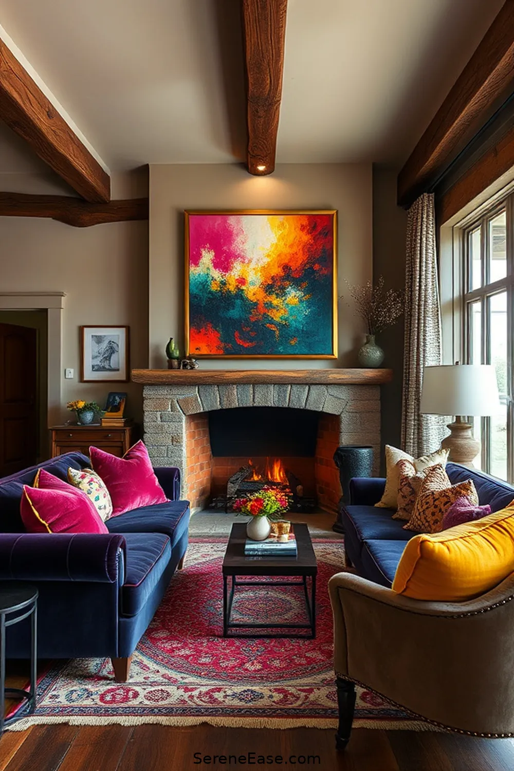 Incorporating Jewel Tones Into Your Rustic Living Room Style 12 Creating a Focal Point for Incorporating Jewel Tones Into Your Rustic Living Room Style