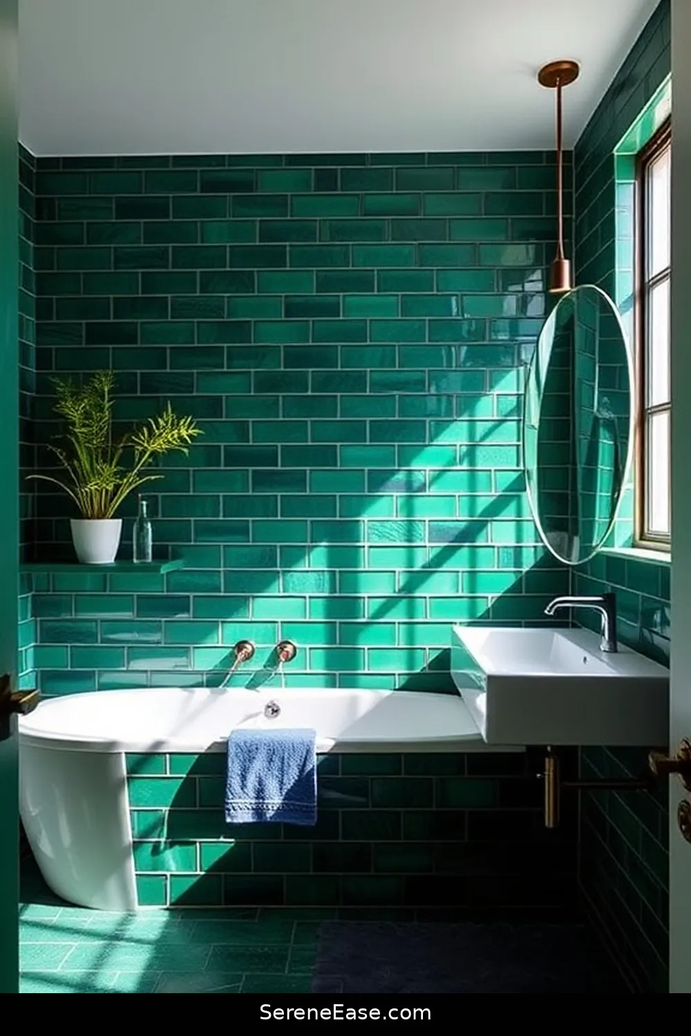 Incorporating Jewel Tones in Your Mid-Century Modern Bathroom Style 5 Creating a Statement Wall With Jewel Tones for Incorporating Jewel Tones in Your Mid-Century Modern Bathroom Style