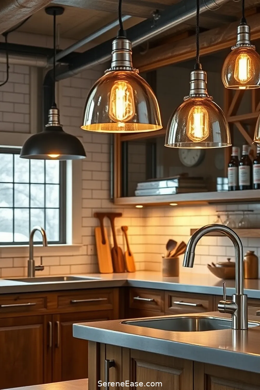 Incorporating Metallic Accents in Your Industrial Kitchen Style 4 Statement Fixtures: Lighting and Hardware for Incorporating Metallic Accents in Your Industrial Kitchen Style
