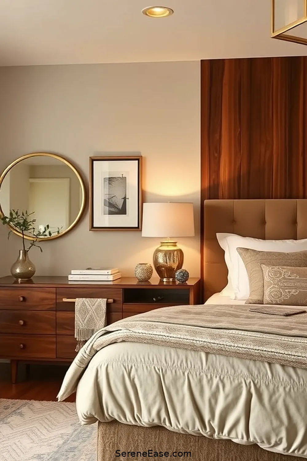 Incorporating Metallic Accents in a Mid-Century Modern Bedroom 3 Choosing the Right Metallic Finish for Incorporating Metallic Accents in a Mid-Century Modern Bedroom
