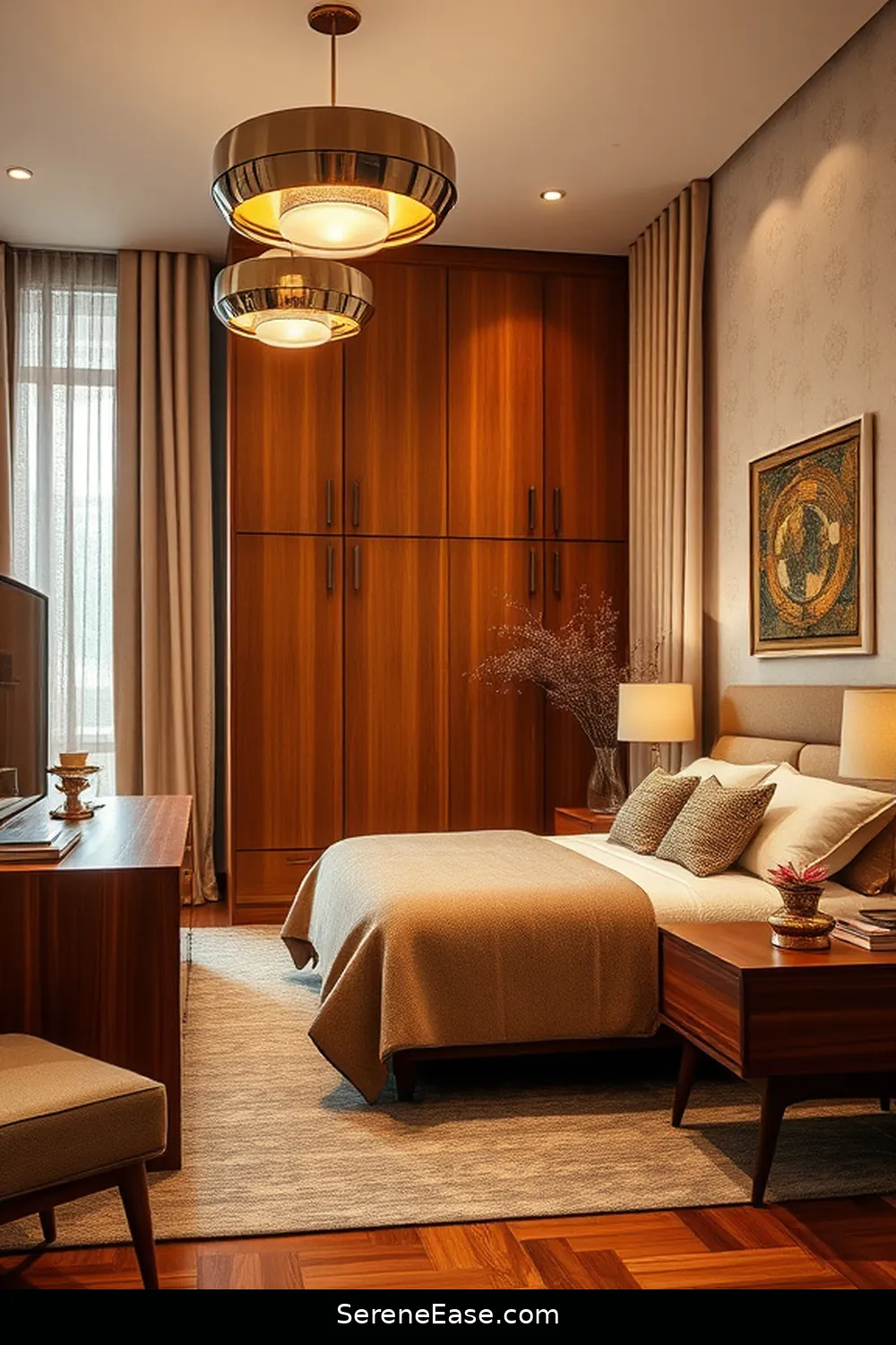 Incorporating Metallic Accents in a Mid-Century Modern Bedroom 4 Incorporating Metallic Light Fixtures for Incorporating Metallic Accents in a Mid-Century Modern Bedroom