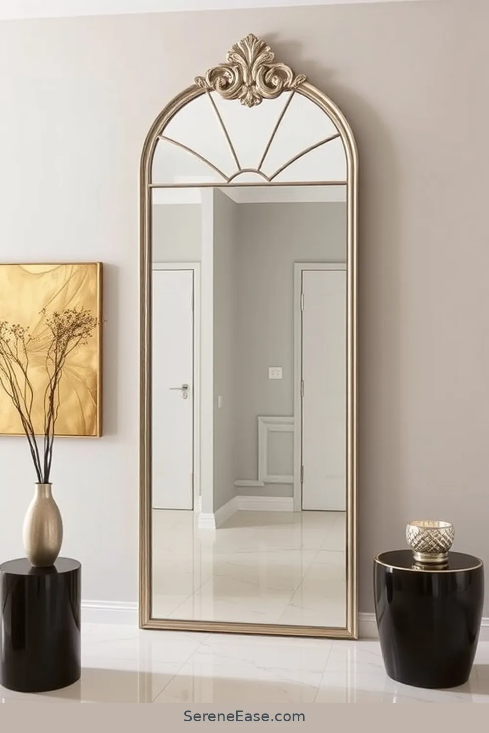 Incorporating Metallic Accents in a Minimalist Entryway Style 7 Decorative Elements: Mirrors and Art for Incorporating Metallic Accents in a Minimalist Entryway Style
