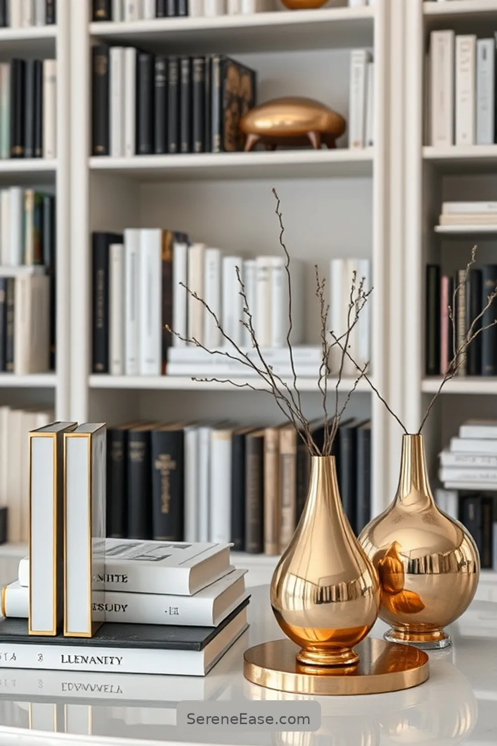 Incorporating Metallic Accents in a Minimalist Library Style 7 Decorative Accessories for a Subtle Shine for Incorporating Metallic Accents in a Minimalist Library Style