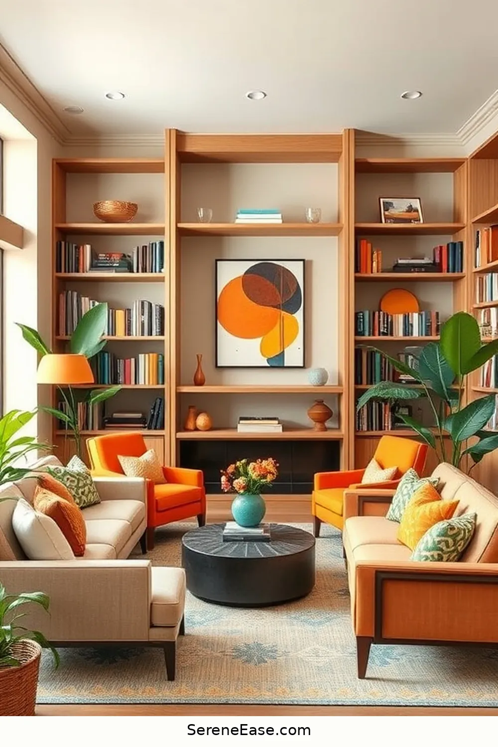 Accent Colors to Enhance Neutral Tones for Incorporating Neutral Tones in Your Mid-Century Modern Library