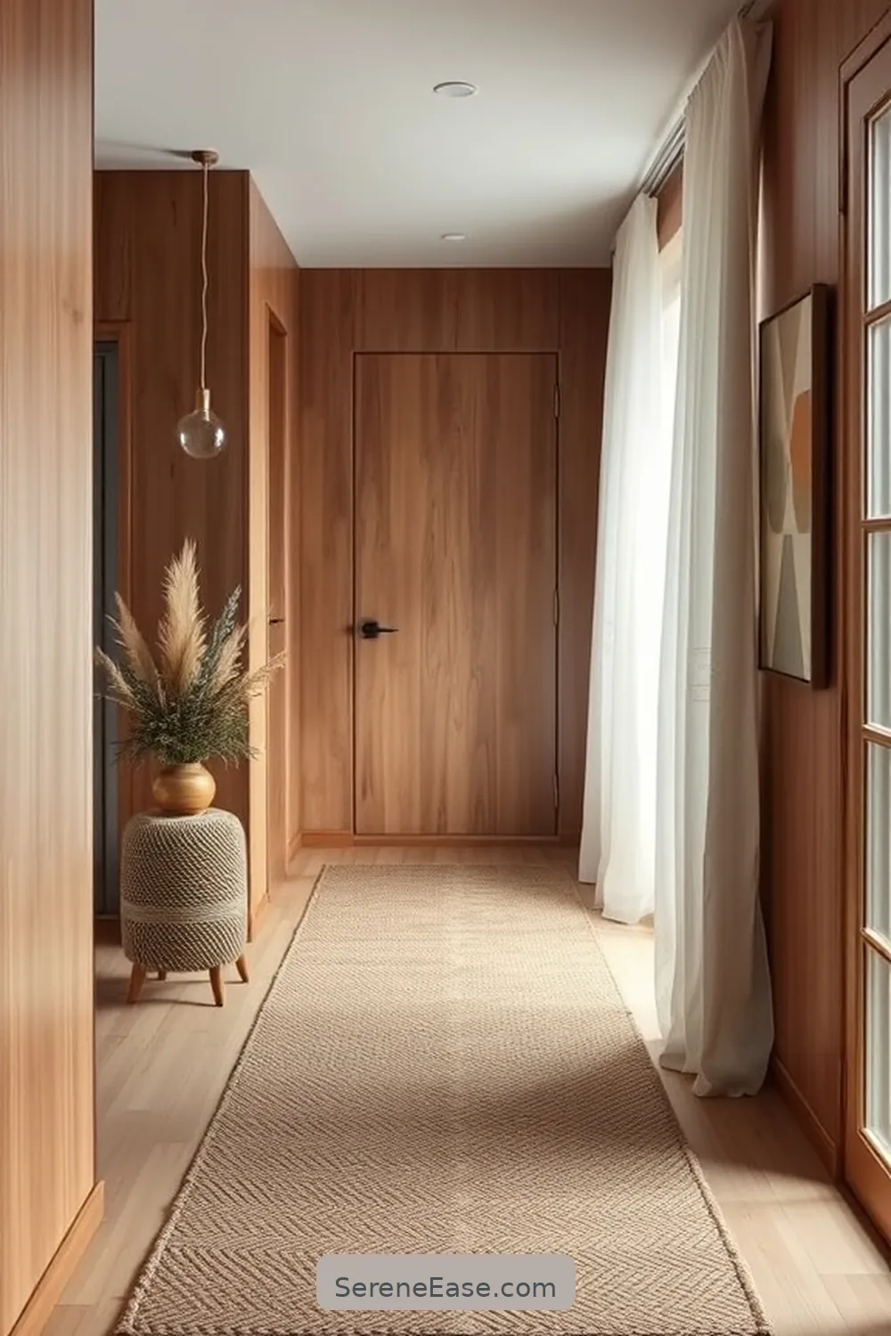 Incorporating Textures for Added Depth for Incorporating Neutral Tones in a Mid-Century Modern Hallway