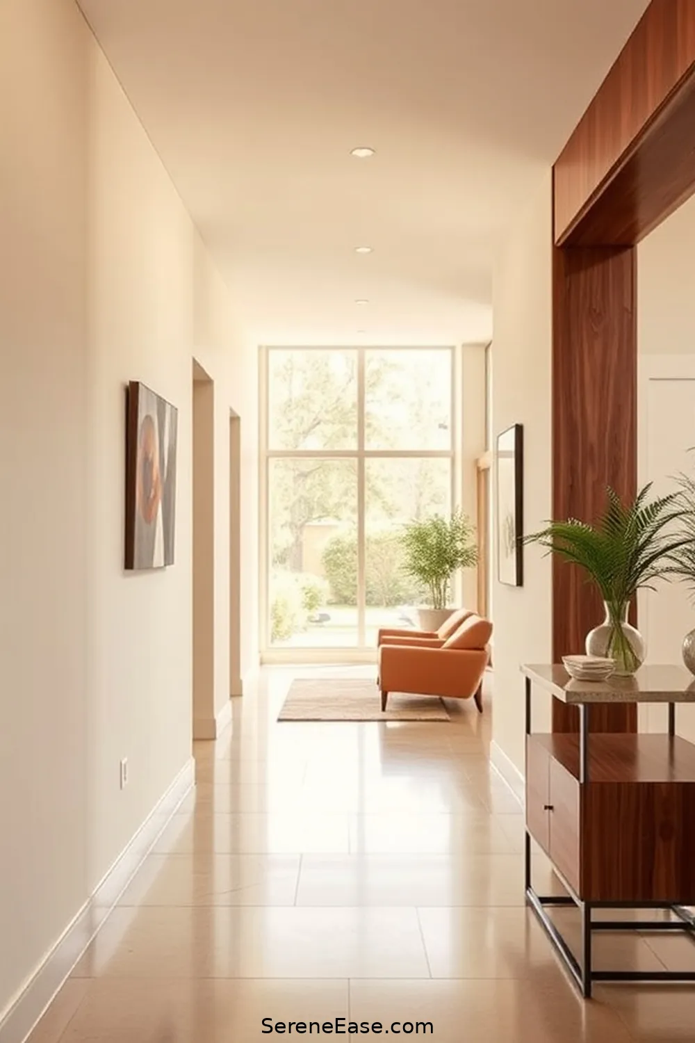 Paint Colors That Complement Mid-Century Features for Incorporating Neutral Tones in a Mid-Century Modern Hallway