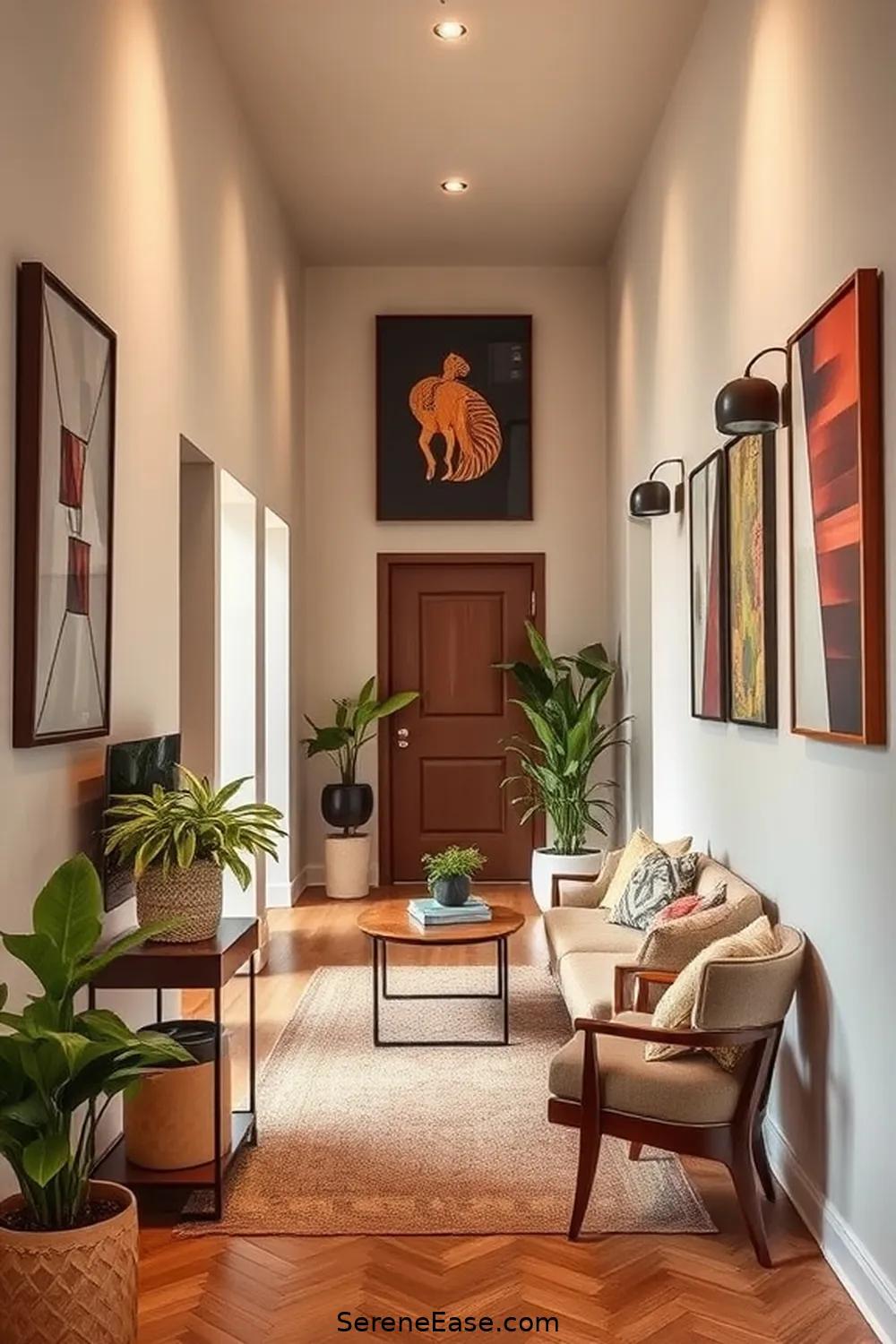 Personalizing Your Hallway With Unique Touches for Incorporating Neutral Tones in a Mid-Century Modern Hallway
