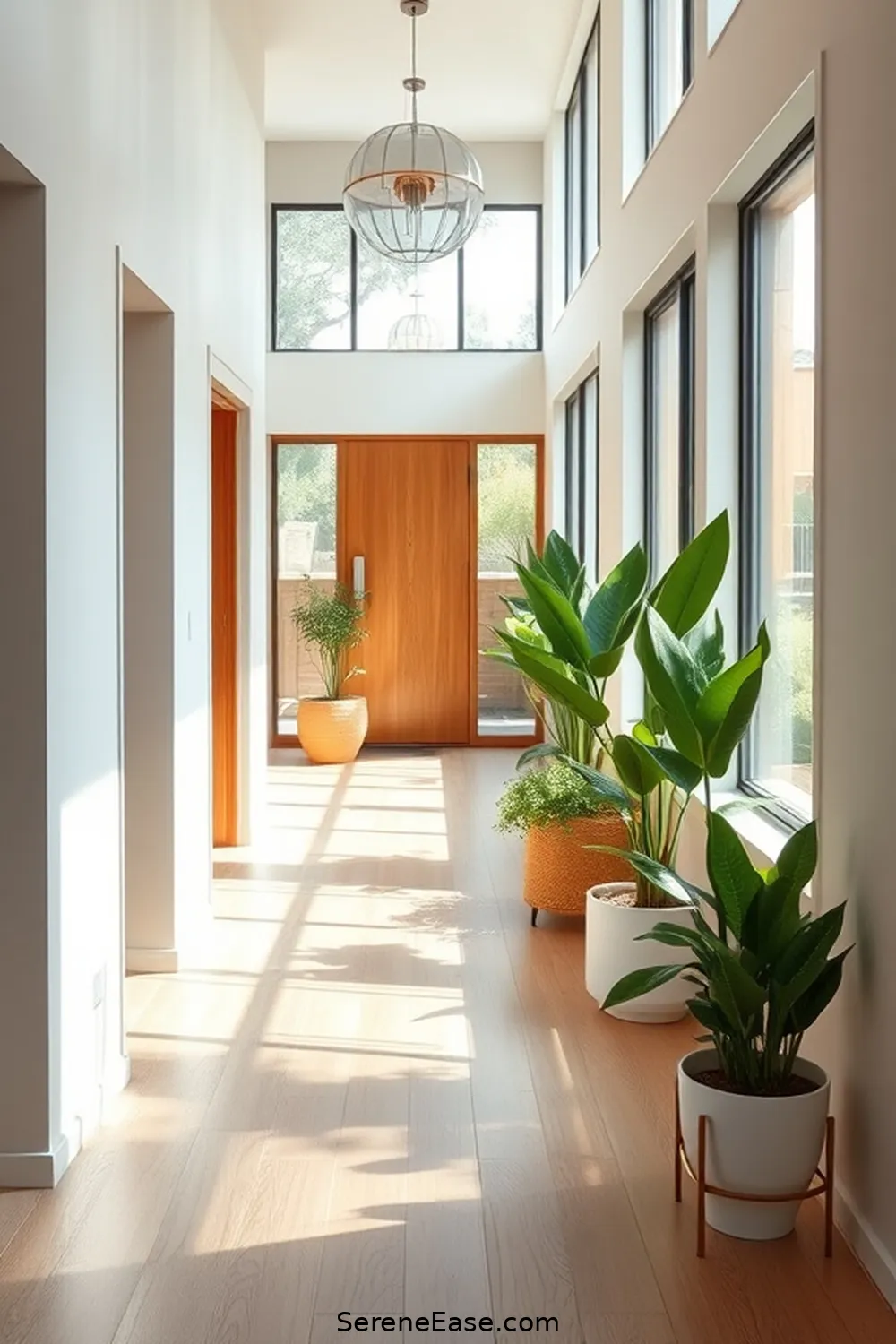 Utilizing Natural Elements in Design for Incorporating Neutral Tones in a Mid-Century Modern Hallway