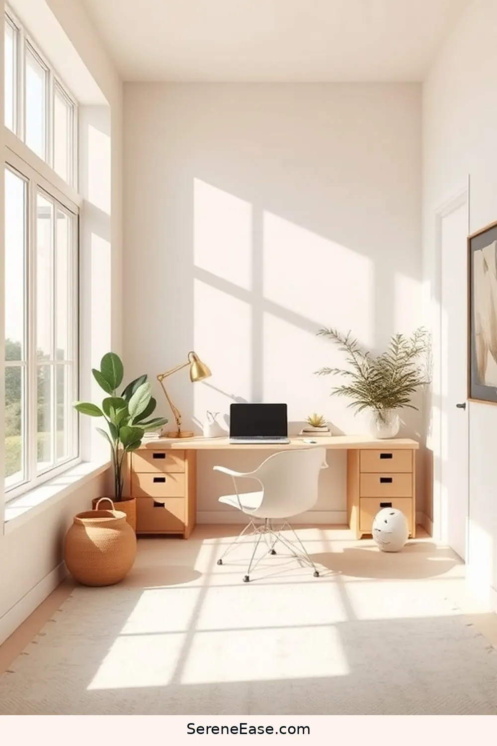 Incorporating Neutral Tones in a Minimalist Home Office Style 4 Enhancing Natural Light and Space for Incorporating Neutral Tones in a Minimalist Home Office Style
