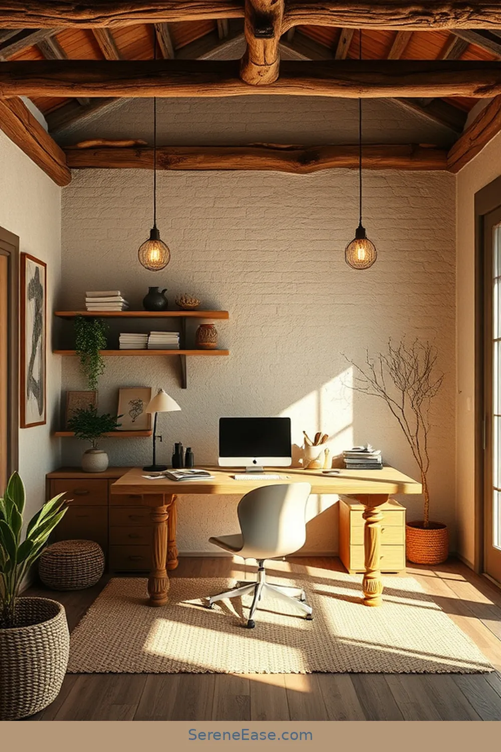 Incorporating Neutral Tones in a Rustic Home Office Style 9 Incorporating Lighting to Enhance the Neutral Aesthetic for Incorporating Neutral Tones in a Rustic Home Office Style
